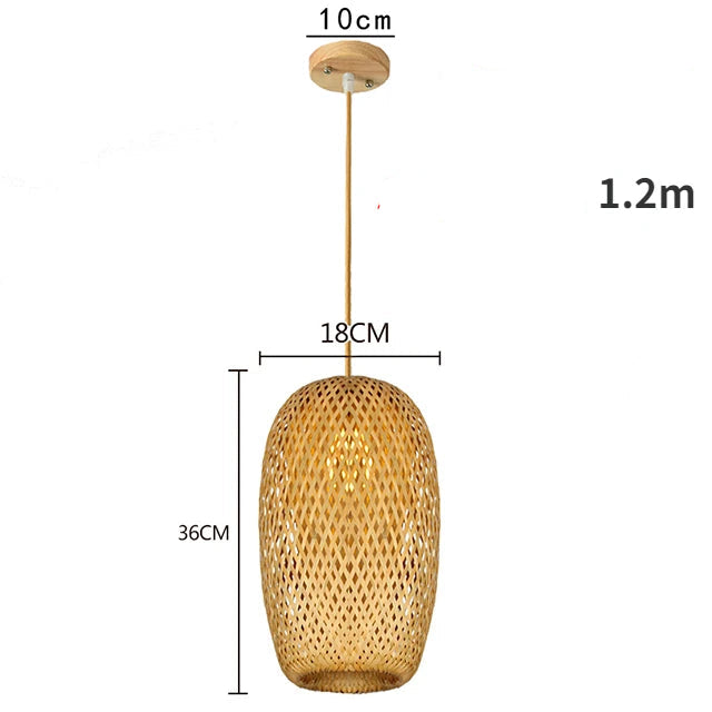 Luminária pendente de vime, trançados à mão