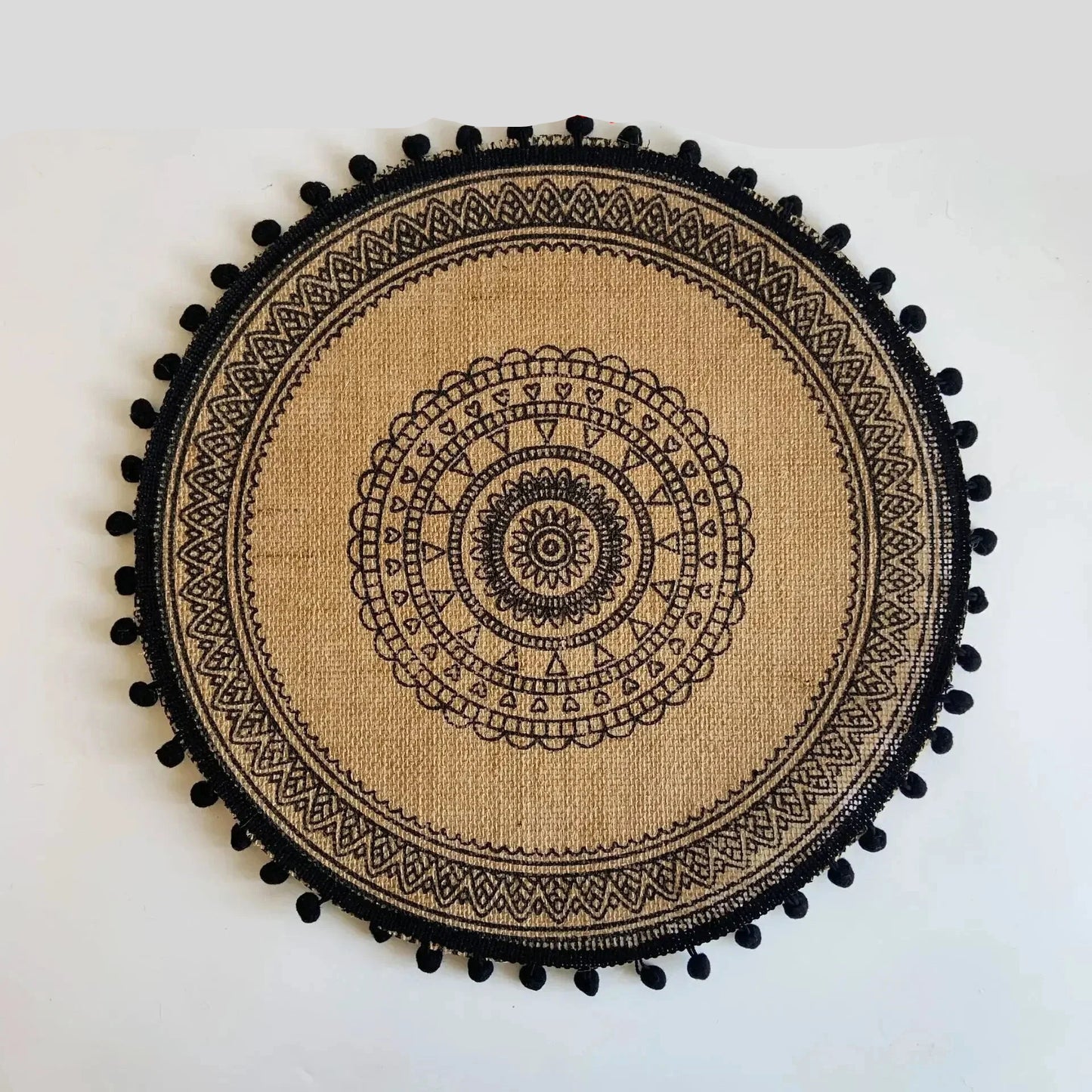 Jogo americano redondo em fibra vegetal antiderrapante para mesa (38cm) Coleção Bohemian