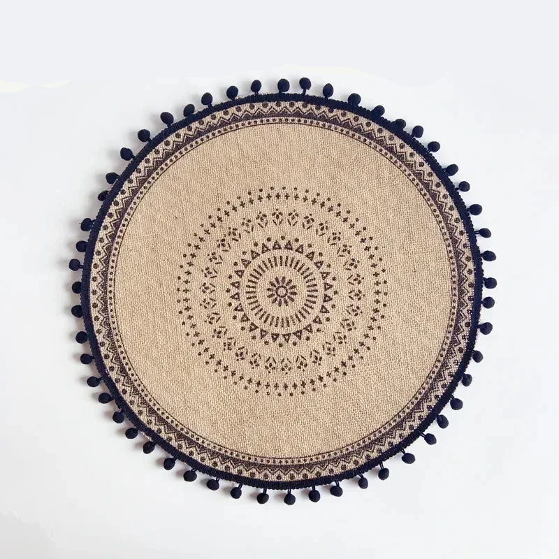 Jogo americano redondo em fibra vegetal antiderrapante para mesa (38cm) Coleção Bohemian