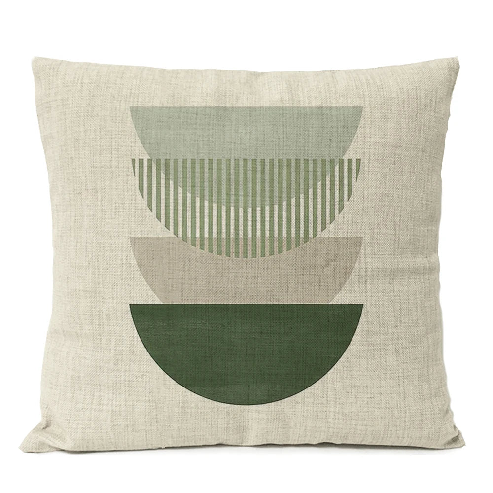 Capa de almofada floral com folhas geométricas boho, decoração para casa, lua, sol, flores, linho