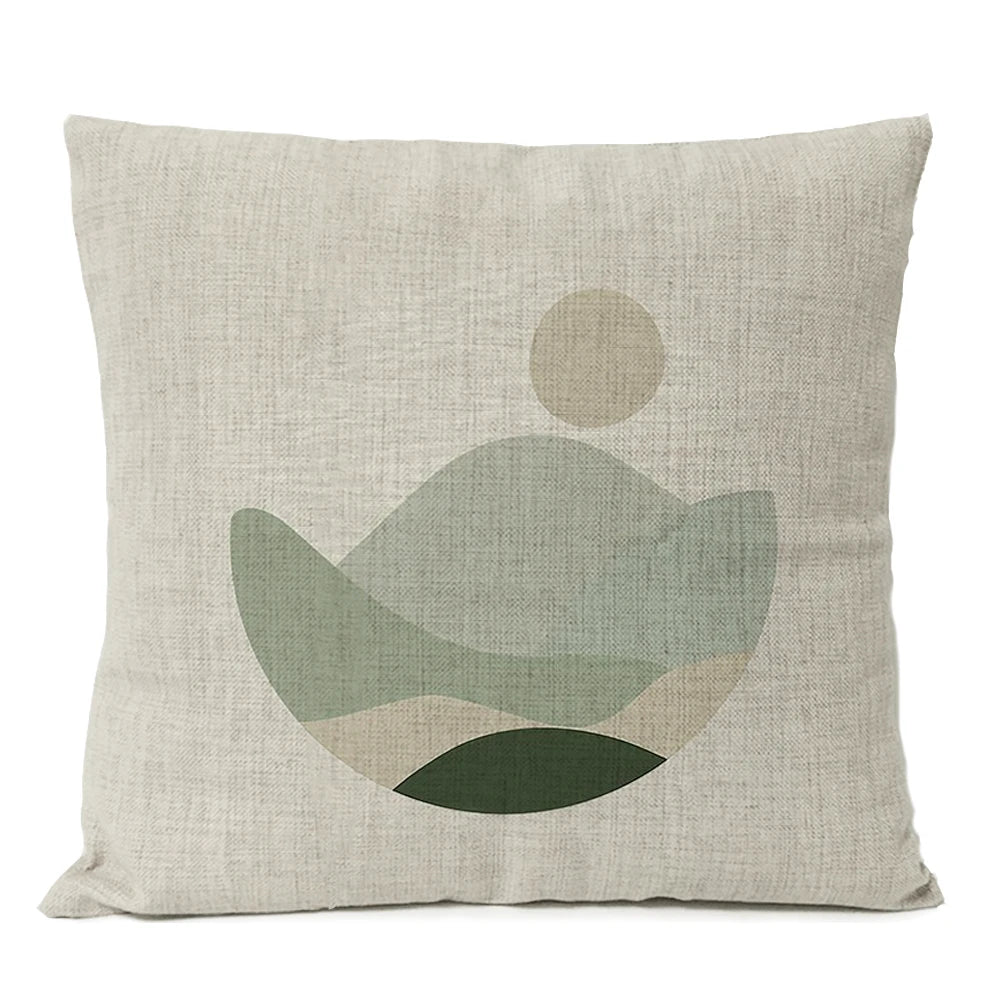 Capa de almofada floral com folhas geométricas boho, decoração para casa, lua, sol, flores, linho