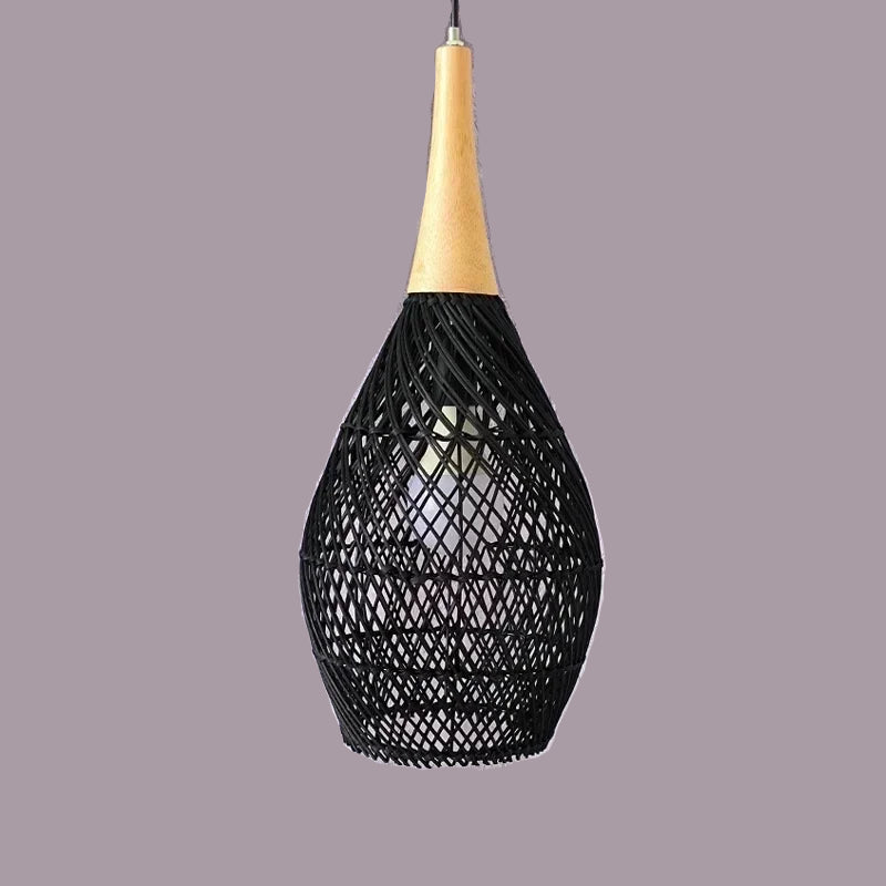 Luminária pendente Wabi Sabi feita à mão em rattan