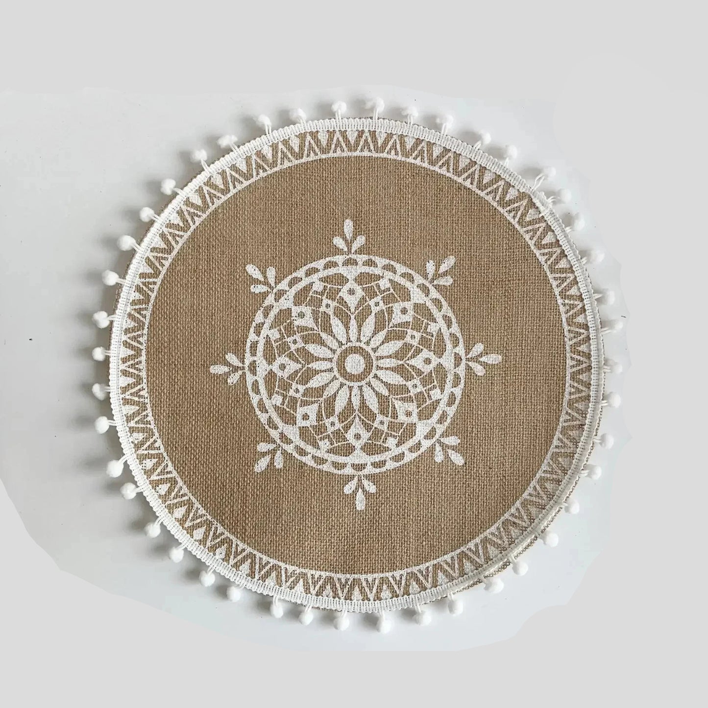 Jogo americano redondo em fibra vegetal antiderrapante para mesa (38cm) Coleção Bohemian