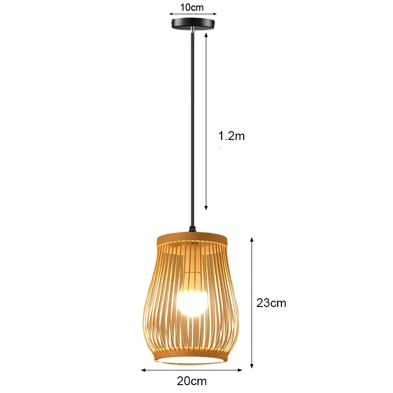 Luminária Pendente Bambu Zen, trançados à mão