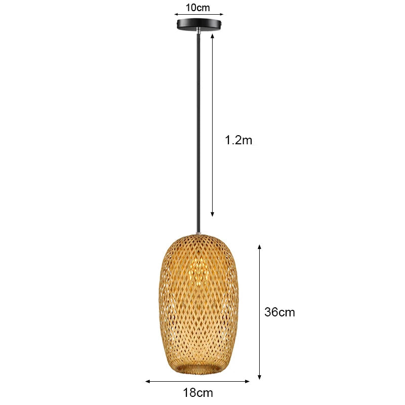 Luminária pendente de vime, trançados à mão