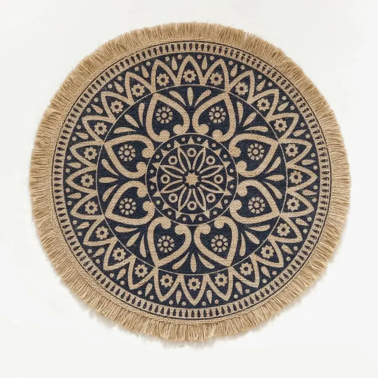 Jogo americano redondo em fibra vegetal antiderrapante para mesa (38cm) Coleção Bohemian