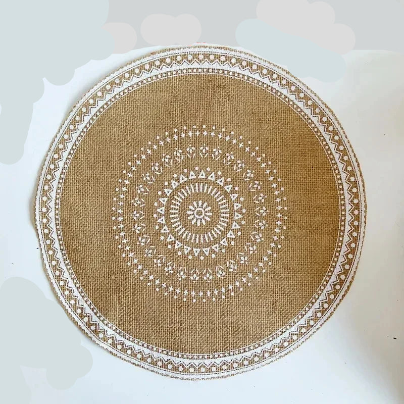 Jogo americano redondo em fibra vegetal antiderrapante para mesa (38cm) Coleção Bohemian
