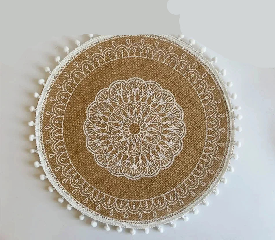 Jogo americano redondo em fibra vegetal antiderrapante para mesa (38cm) Coleção Bohemian
